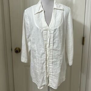 Lily Stanhope Women White 3/4 Sleeve Button Up Blouse Sz XL